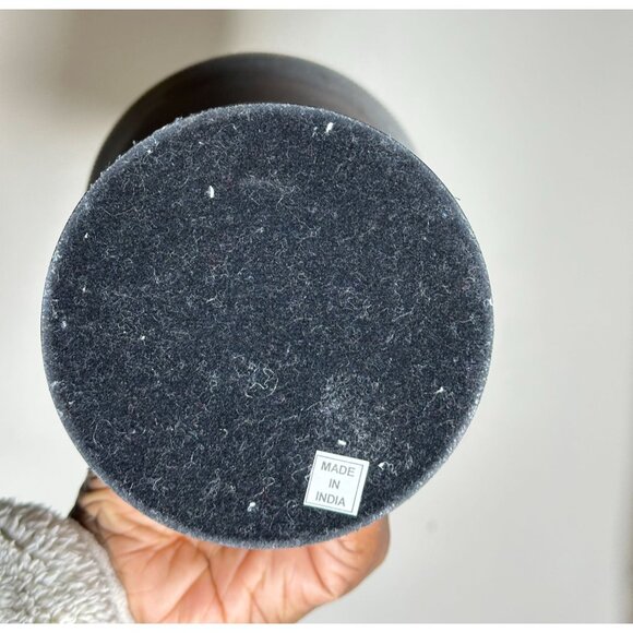 Amber Glass Pedestal Candle Holder Antique Brass Tone Pillar Candlestick Neutral - Picture 5 of 7